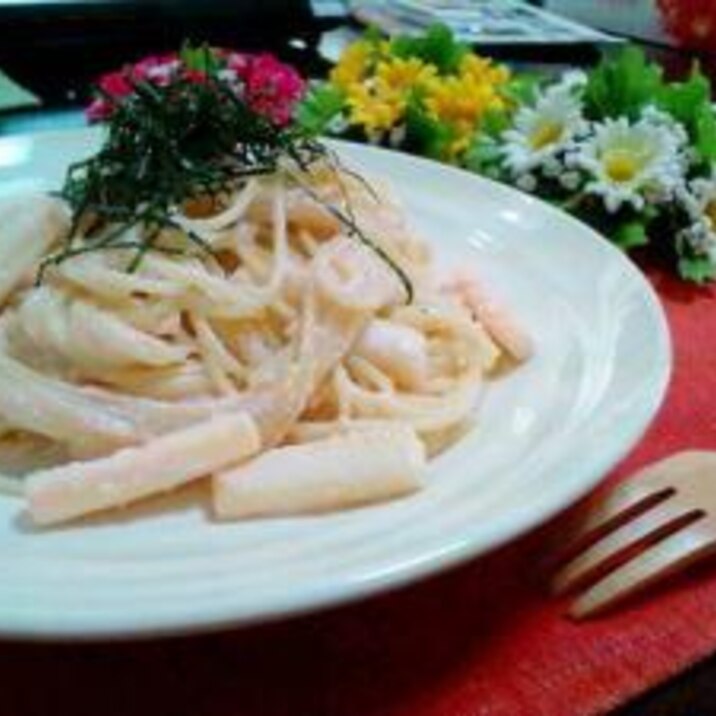 イカと明太子のクリ-ムパスタ
